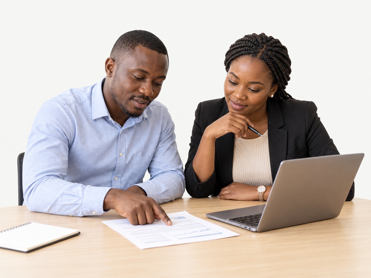 Two colleagues reviewing a verification record together